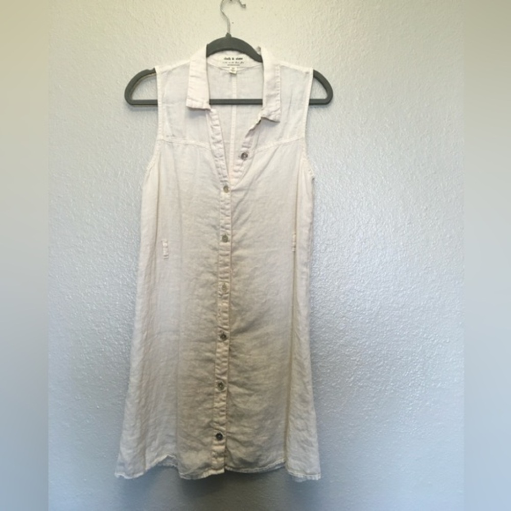 Sleeveless Cloth & Stone Linen Button-Down Dress Medium
